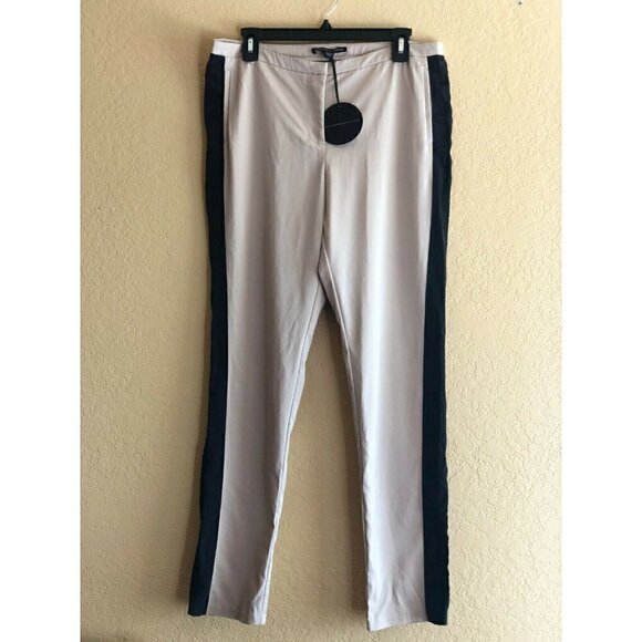Harlowe & Graham Pants - Harlowe & Graham Womens Beige Slim Side Pant S L